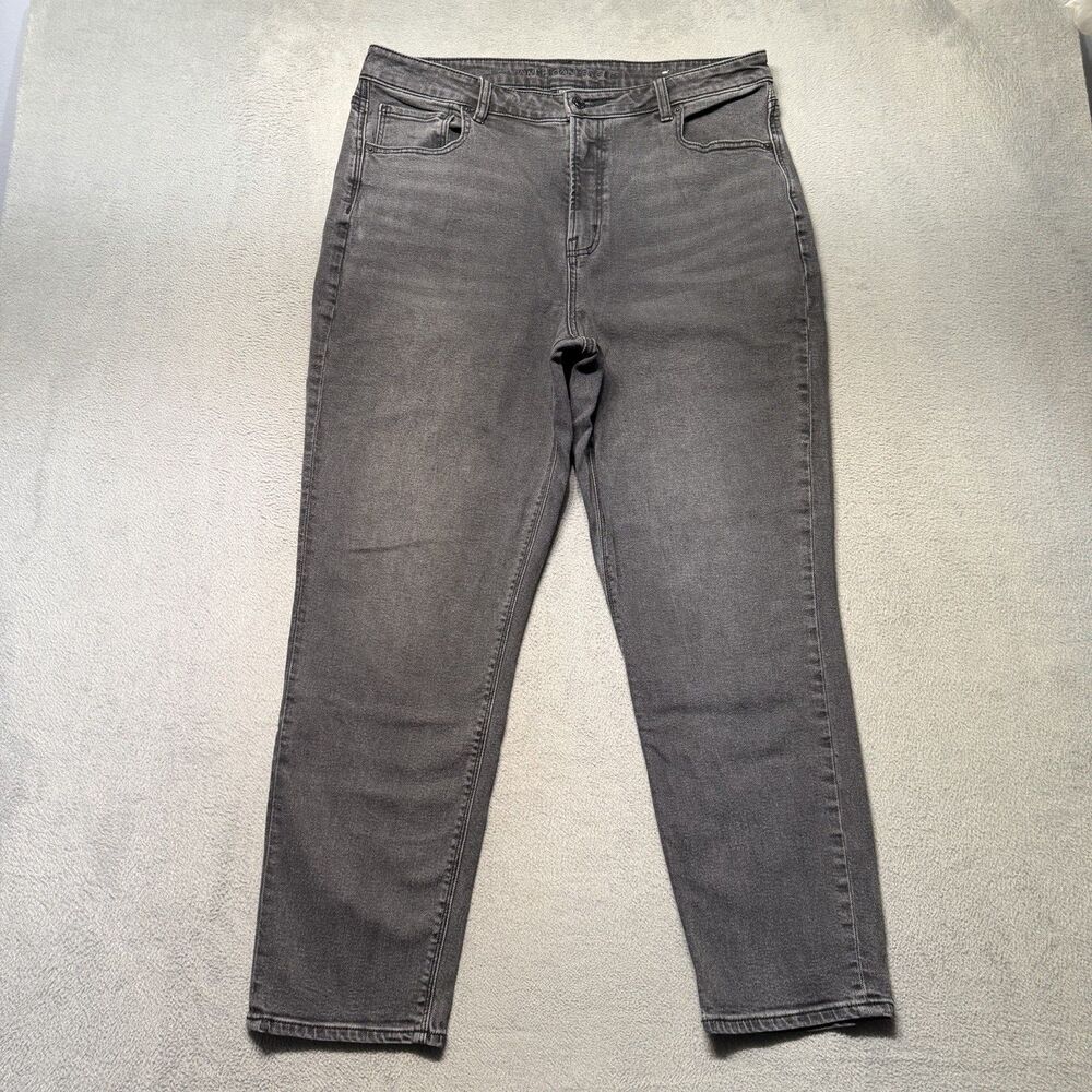 American Eagle Mom Jeans Womens Size 16 Regular Gray High Rise Stretch Denim